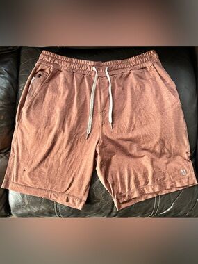 Vuori Ponto Athletic Performance Knit Shorts Burnt Heathered Orange